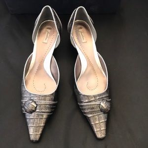 New GAROLINI GLILLIANA silver kitten heel pumps
